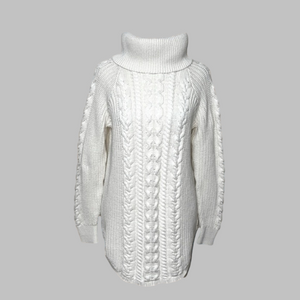 GAP Maternity Cream Cable-Knit Cowl Turtleneck Knit Sweater Top - Size Medium